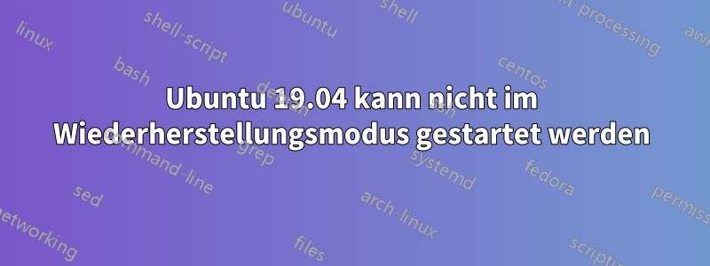 Ubuntu 19.04 kann nicht im Wiederherstellungsmodus gestartet werden