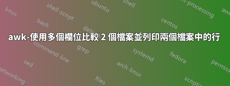 awk-使用多個欄位比較 2 個檔案並列印兩個檔案中的行