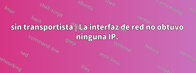 sin transportista | La interfaz de red no obtuvo ninguna IP.