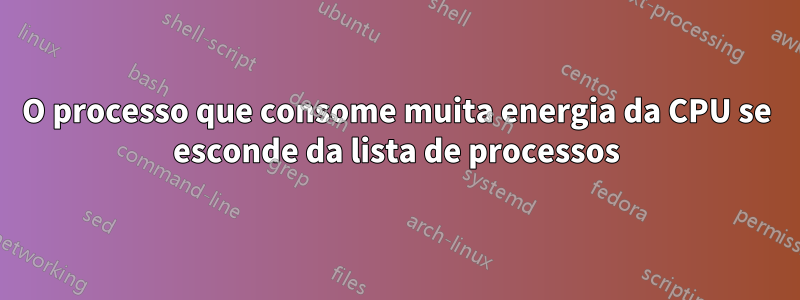 O processo que consome muita energia da CPU se esconde da lista de processos