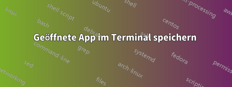 Geöffnete App im Terminal speichern