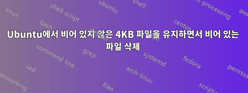 Ubuntu에서 비어 있지 않은 4KB 파일을 유지하면서 비어 있는 파일 삭제