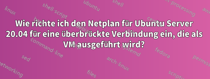 Wie richte ich den Netplan für Ubuntu Server 20.04 für eine überbrückte Verbindung ein, die als VM ausgeführt wird?