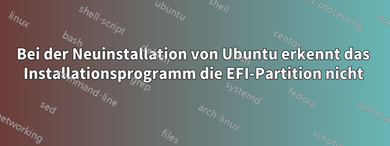 Bei der Neuinstallation von Ubuntu erkennt das Installationsprogramm die EFI-Partition nicht