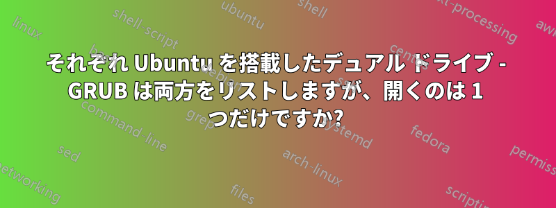 それぞれ Ubuntu を搭載したデュアル ドライブ - GRUB は両方をリストしますが、開くのは 1 つだけですか?