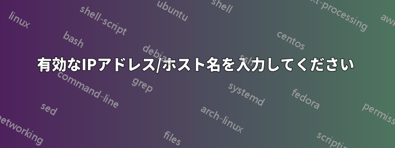 有効なIPアドレス/ホスト名を入力してください