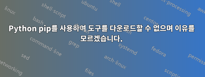 Python pip를 사용하여 도구를 다운로드할 수 없으며 이유를 모르겠습니다.