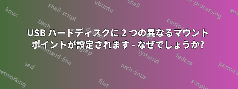 USB ハードディスクに 2 つの異なるマウント ポイントが設定されます - なぜでしょうか?