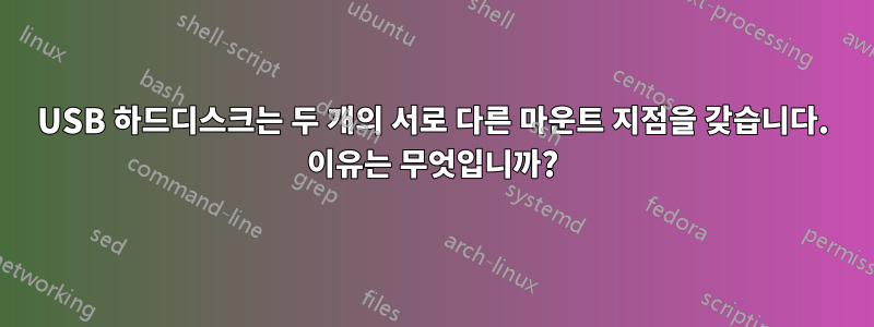 USB 하드디스크는 두 개의 서로 다른 마운트 지점을 갖습니다. 이유는 무엇입니까?