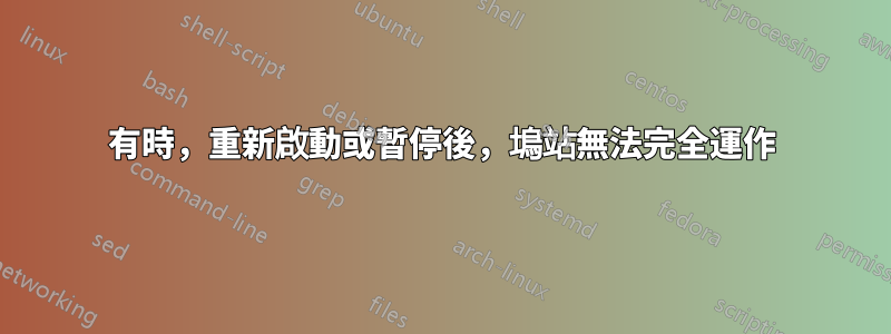 有時，重新啟動或暫停後，塢站無法完全運作