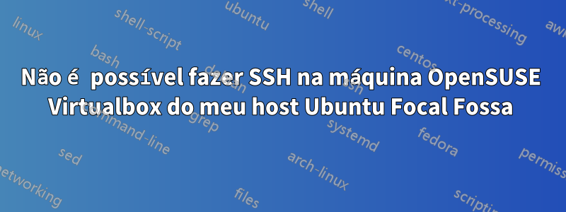 Não é possível fazer SSH na máquina OpenSUSE Virtualbox do meu host Ubuntu Focal Fossa