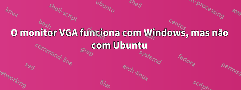 O monitor VGA funciona com Windows, mas não com Ubuntu