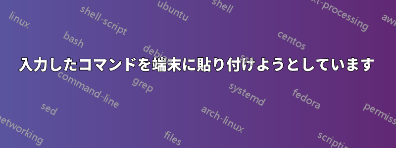 入力したコマンドを端末に貼り付けようとしています
