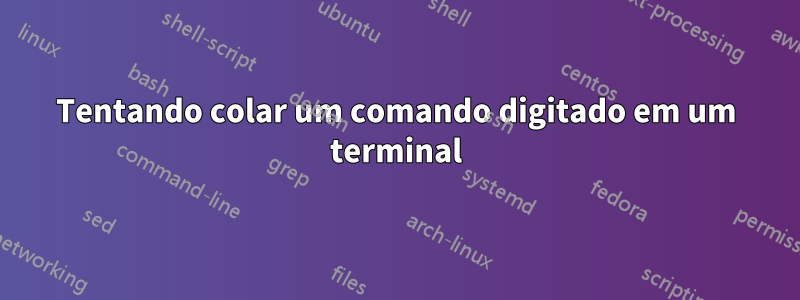 Tentando colar um comando digitado em um terminal