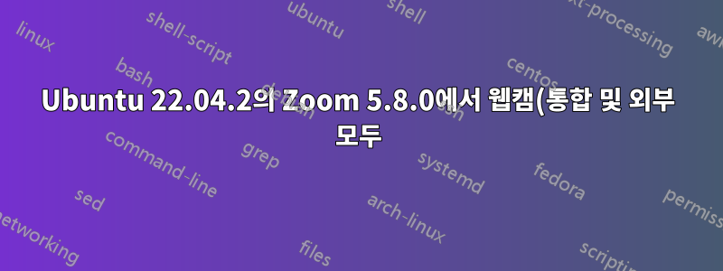 Ubuntu 22.04.2의 Zoom 5.8.0에서 웹캠(통합 및 외부 모두)이 느리고 가상 배경이 지원되지 않습니다.