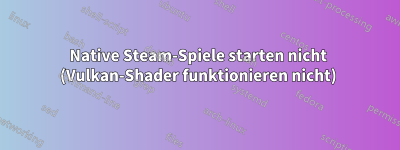 Native Steam-Spiele starten nicht (Vulkan-Shader funktionieren nicht)