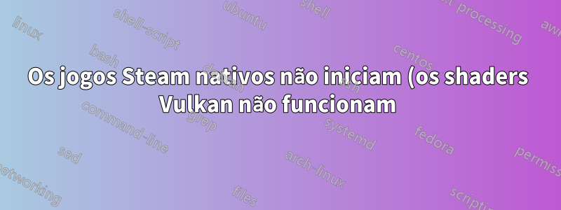 Os jogos Steam nativos não iniciam (os shaders Vulkan não funcionam)