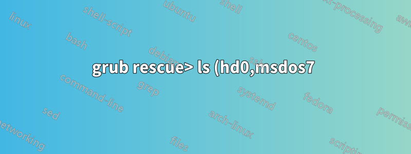 grub rescue> ls (hd0,msdos7) Fehler: unbekanntes Dateisystem