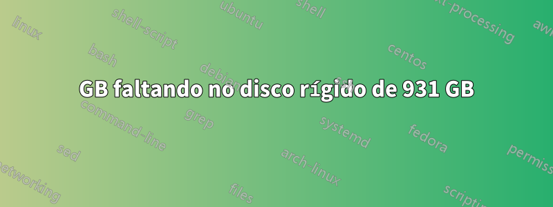 50 GB faltando no disco rígido de 931 GB