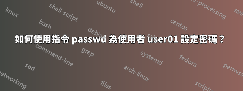 如何使用指令 passwd 為使用者 user01 設定密碼？