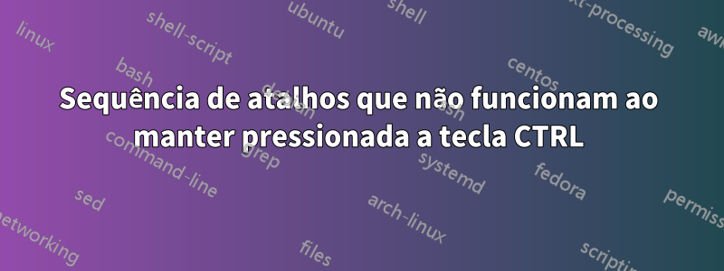 Sequência de atalhos que não funcionam ao manter pressionada a tecla CTRL