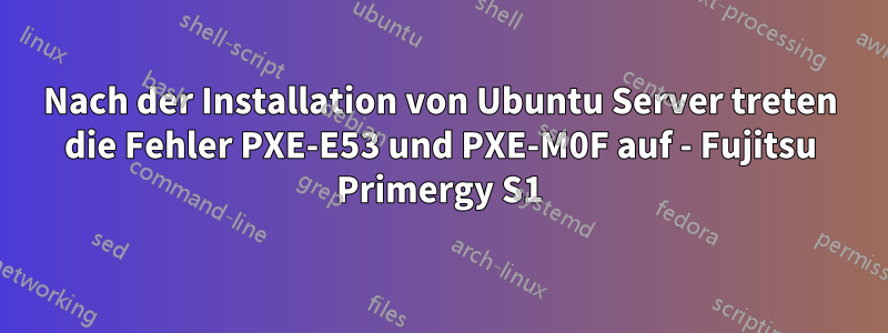 Nach der Installation von Ubuntu Server treten die Fehler PXE-E53 und PXE-M0F auf - Fujitsu Primergy S1