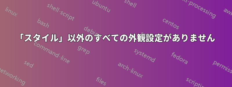 「スタイル」以外のすべての外観設定がありません