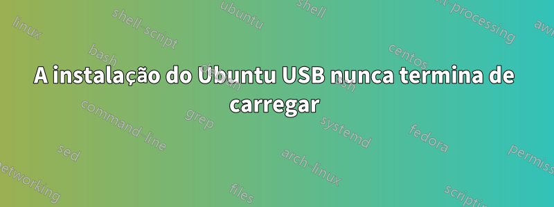 A instalação do Ubuntu USB nunca termina de carregar