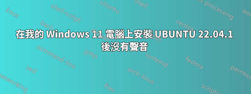 在我的 Windows 11 電腦上安裝 UBUNTU 22.04.1 後沒有聲音