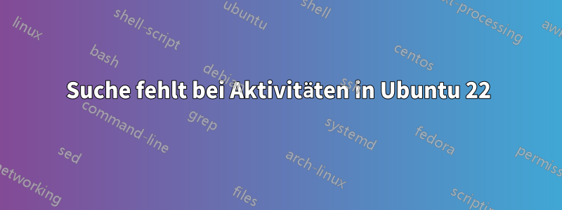 Suche fehlt bei Aktivitäten in Ubuntu 22