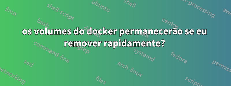 os volumes do docker permanecerão se eu remover rapidamente?