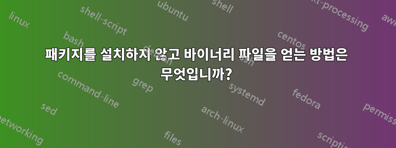 패키지를 설치하지 않고 바이너리 파일을 얻는 방법은 무엇입니까?