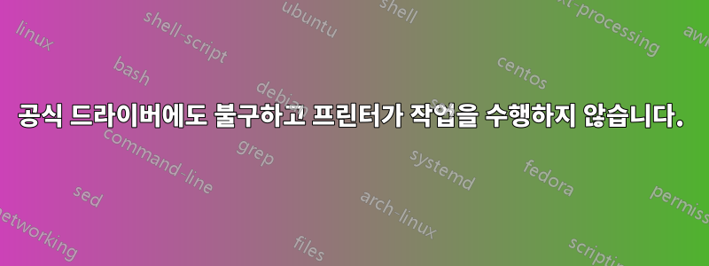 공식 드라이버에도 불구하고 프린터가 작업을 수행하지 않습니다.