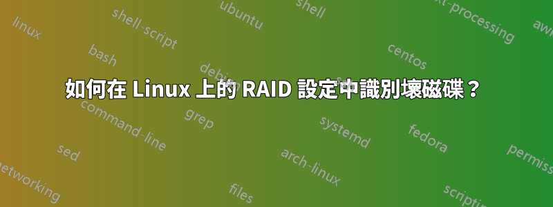 如何在 Linux 上的 RAID 設定中識別壞磁碟？