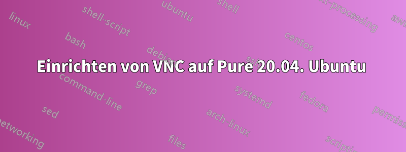 Einrichten von VNC auf Pure 20.04. Ubuntu