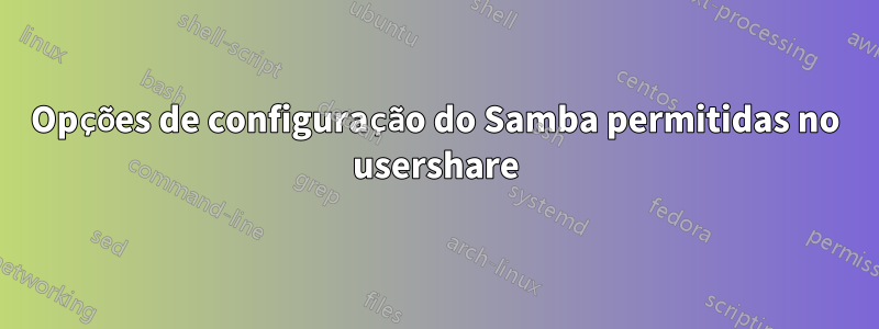 Opções de configuração do Samba permitidas no usershare