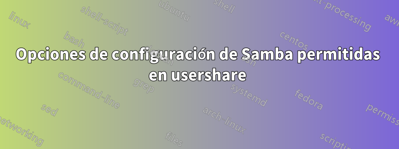 Opciones de configuración de Samba permitidas en usershare