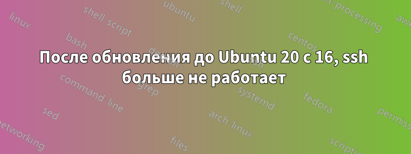 После обновления до Ubuntu 20 с 16, ssh больше не работает