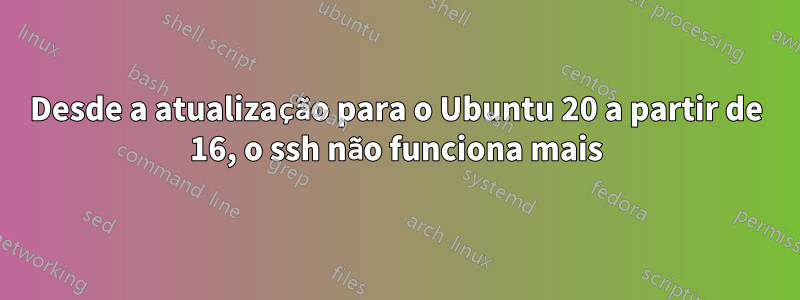 Desde a atualização para o Ubuntu 20 a partir de 16, o ssh não funciona mais