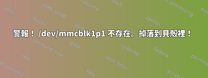 警報! /dev/mmcblk1p1 不存在。掉落到貝殼裡!