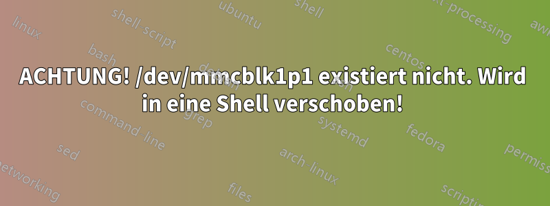 ACHTUNG! /dev/mmcblk1p1 existiert nicht. Wird in eine Shell verschoben!
