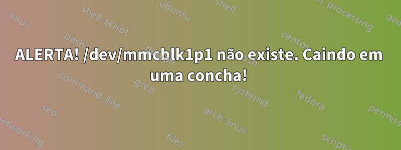 ALERTA! /dev/mmcblk1p1 não existe. Caindo em uma concha!