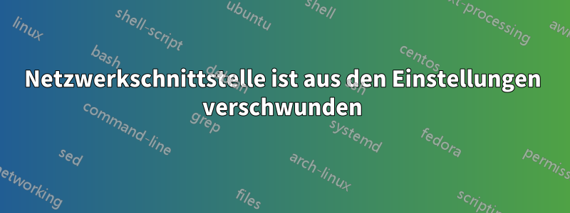 Netzwerkschnittstelle ist aus den Einstellungen verschwunden