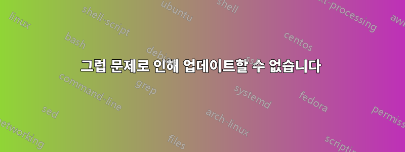 그럽 문제로 인해 업데이트할 수 없습니다