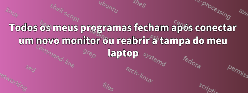 Todos os meus programas fecham após conectar um novo monitor ou reabrir a tampa do meu laptop