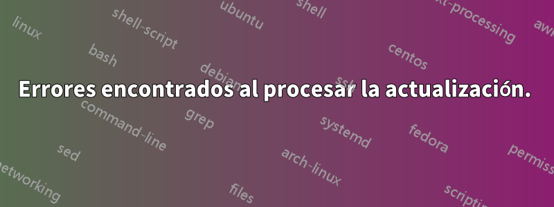 Errores encontrados al procesar la actualización.