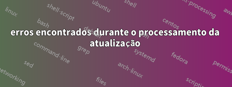 erros encontrados durante o processamento da atualização
