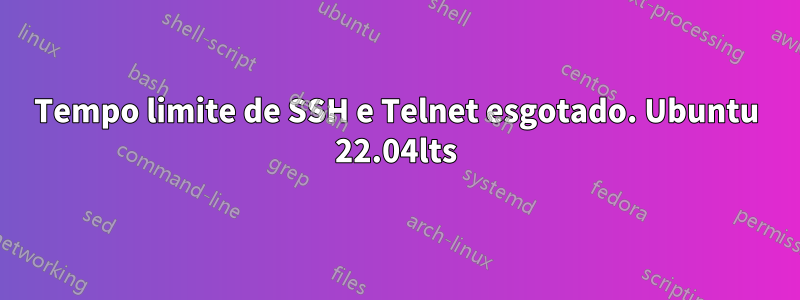 Tempo limite de SSH e Telnet esgotado. Ubuntu 22.04lts