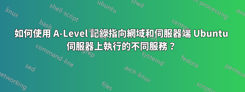 如何使用 A-Level 記錄指向網域和伺服器端 Ubuntu 伺服器上執行的不同服務？