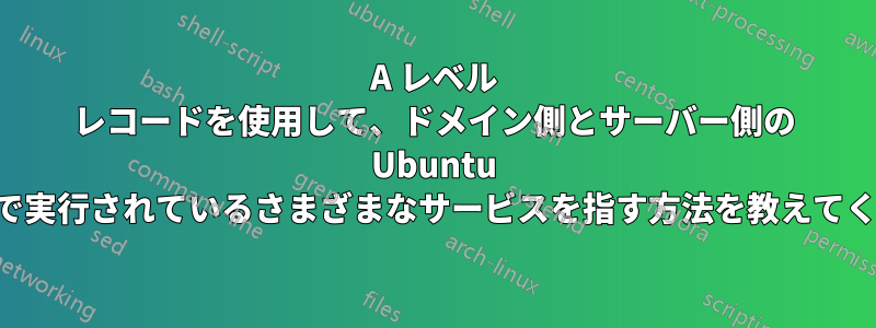A レベル レコードを使用して、ドメイン側とサーバー側の Ubuntu サーバーで実行されているさまざまなサービスを指す方法を教えてください。